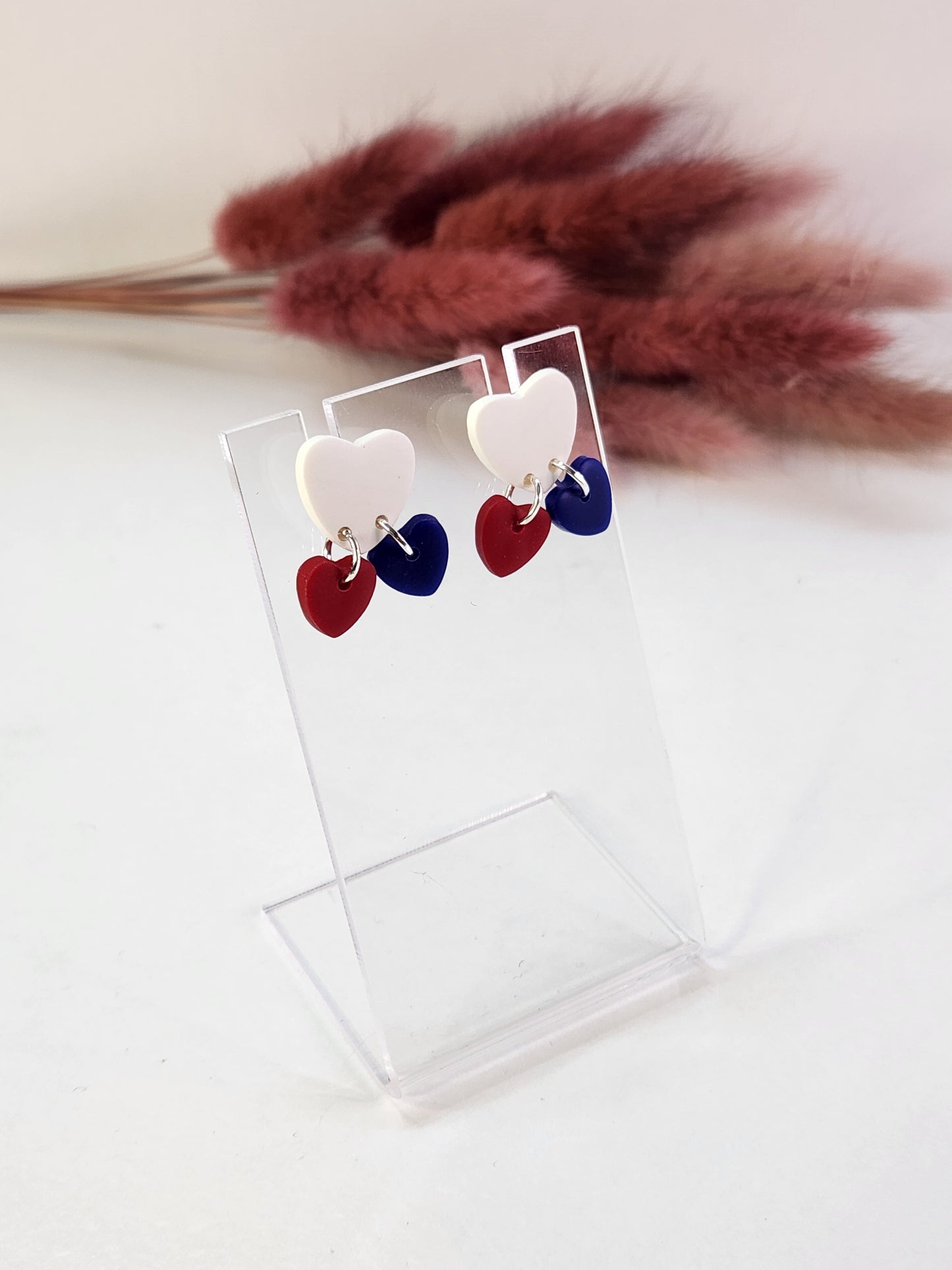 4th of July Heart Studs