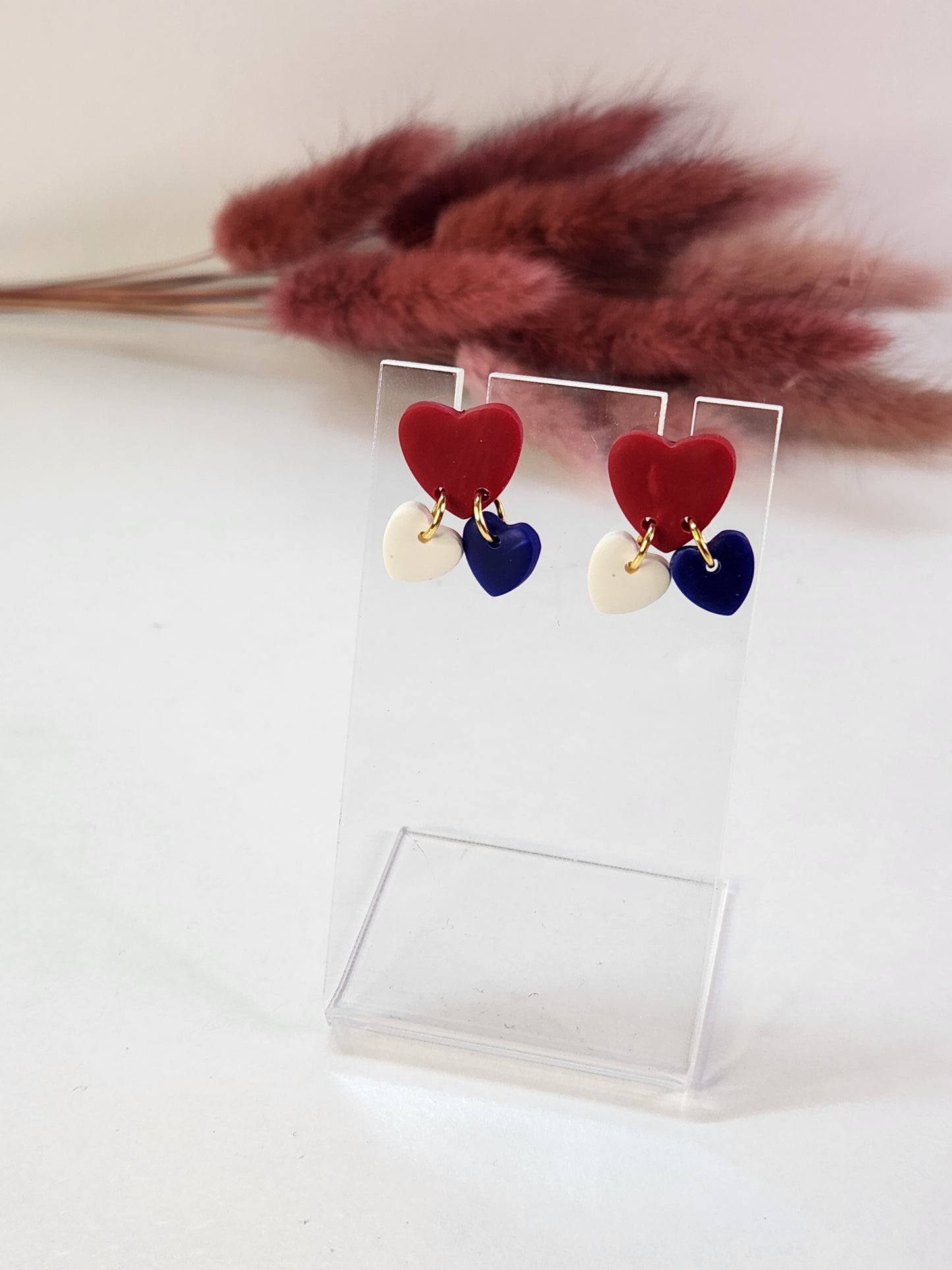 4th of July Heart Studs