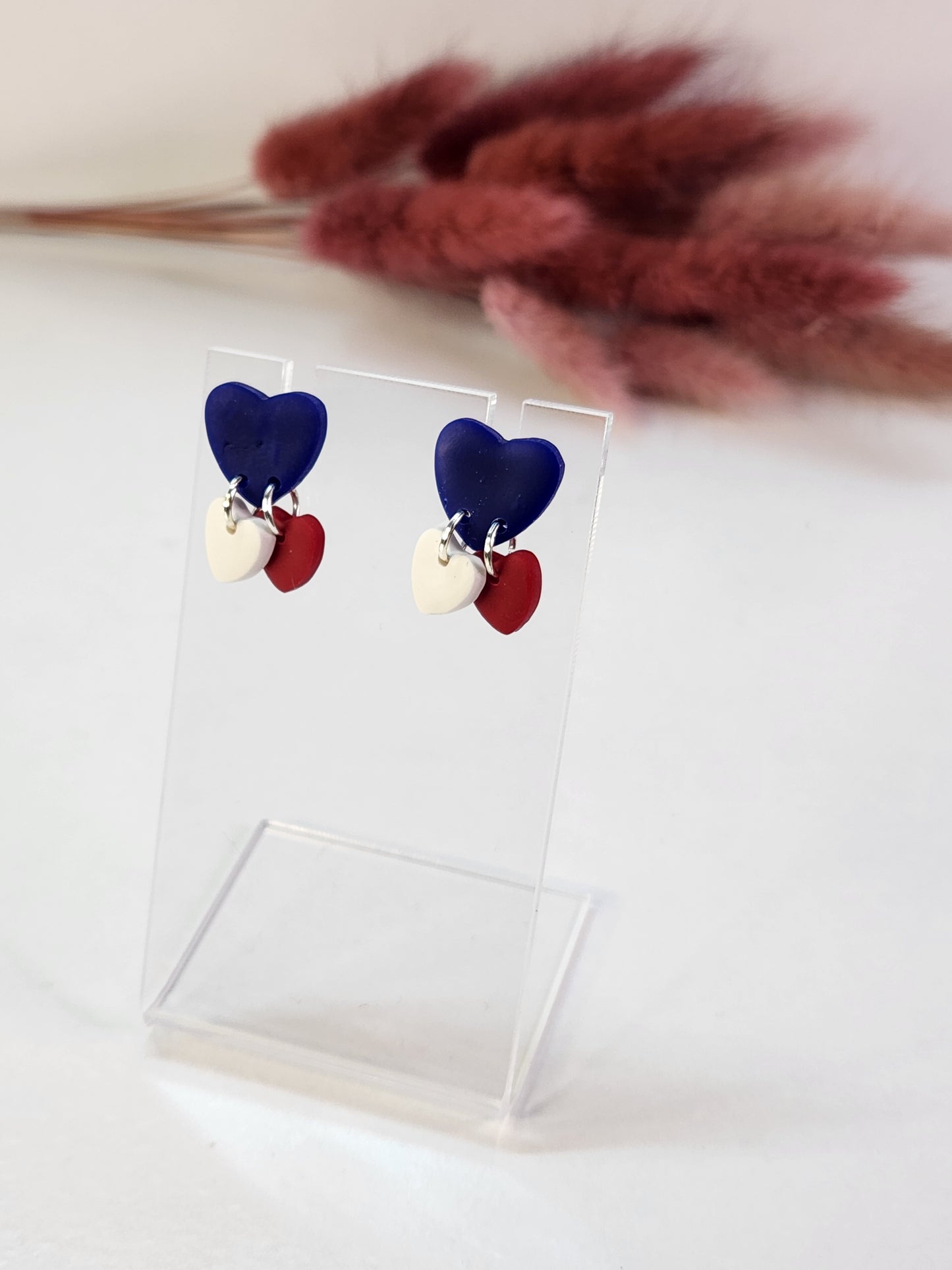 4th of July Heart Studs